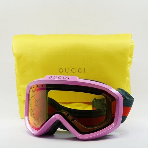Gucci GG1210S 004 Sunglasses Ski Goggles Mask Pink Shield Frame, Yellow Lenses - Picture 14 of 14